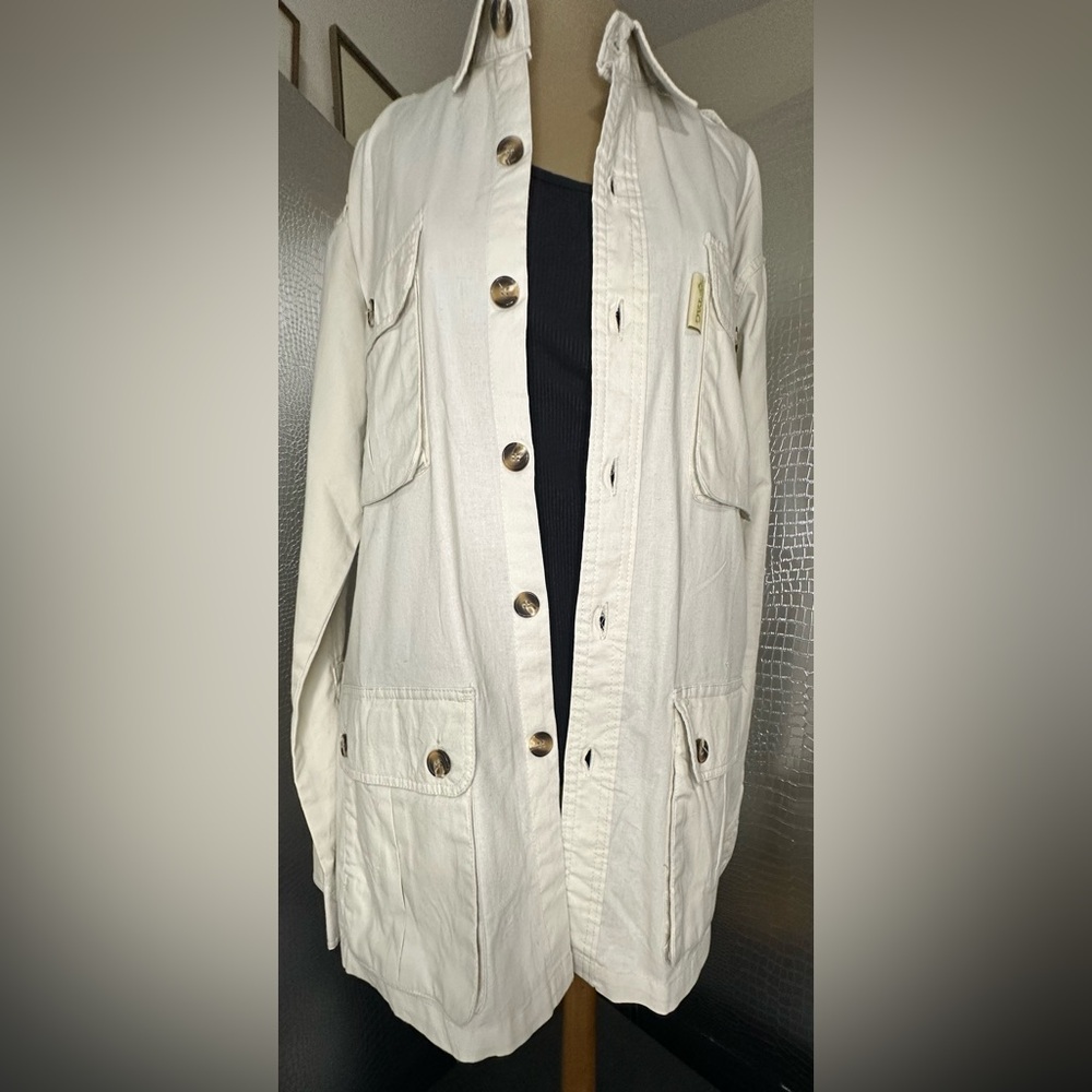 Tag Safari Khaki Button-Up Safari Jacket Raincoat Size Medium